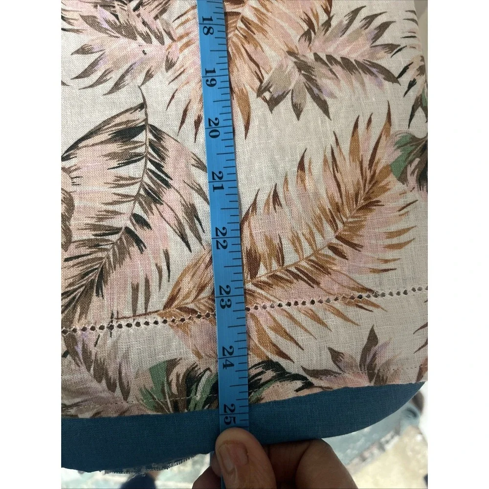J Jill Love Linen Top Womens M Pink Tropical Palm Print V Neck 100% Linen - Picture 11 of 12